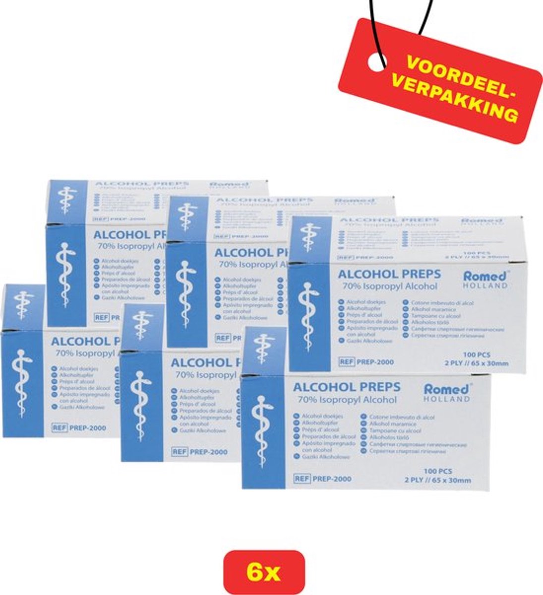 Romed Alcoholdoekjes - 6 x 100 Stuks - Voordeelverpakking - Verpakt per stuk