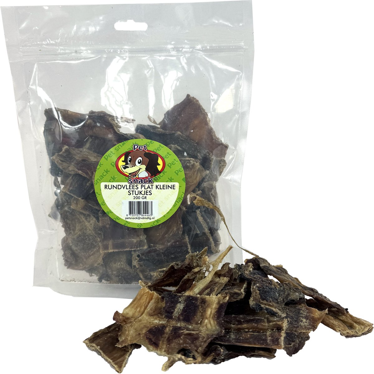 Hondensnacks PETSNACK - Rundvlees Kleine Stukjes - Gedroogd, 200 Gr