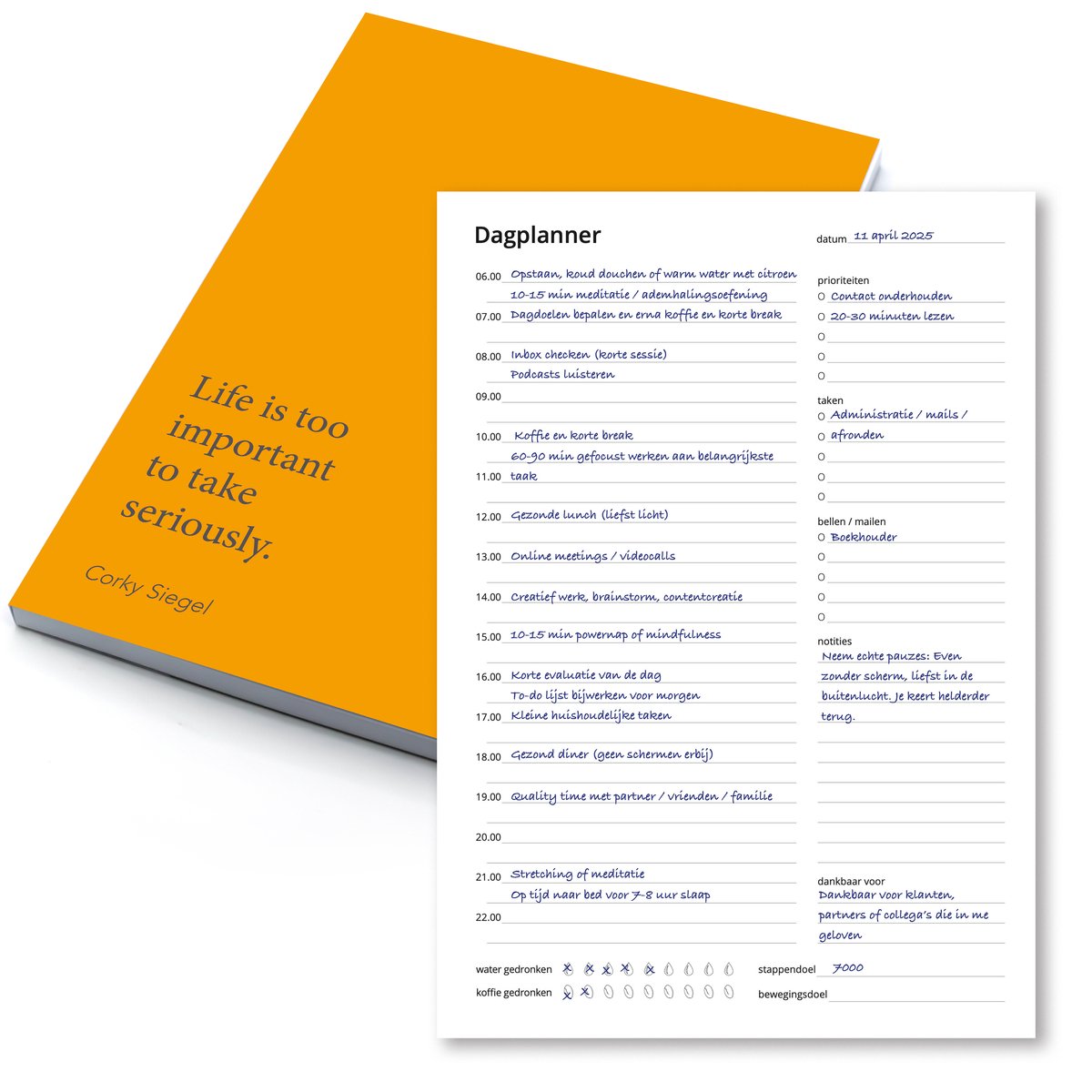 Dagplanner Oranje - 50 Pagina’s – Mindset – Planner voor Focus & Productiviteit – A5 Formaat