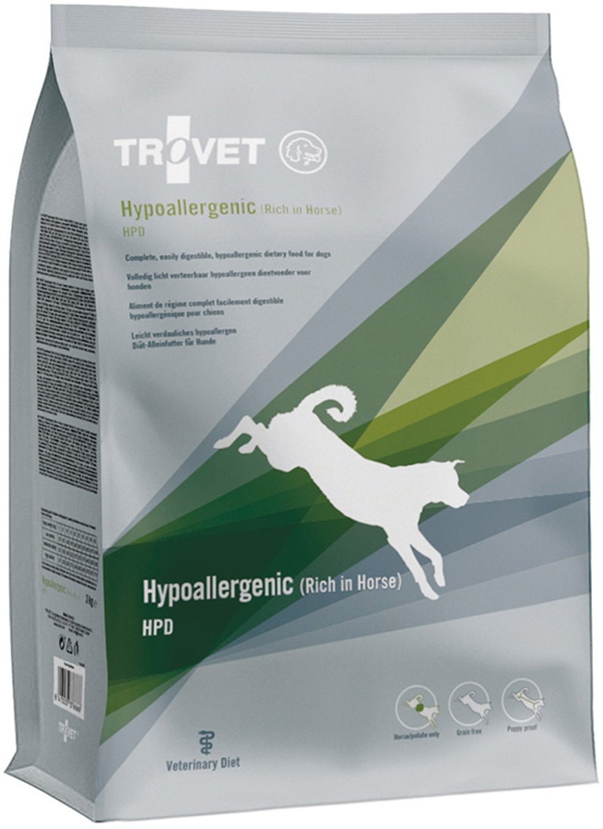 TROVET Hypoallergenic HPD (Horse) Hond - 10 kg + 12 x 400 gr blikken
