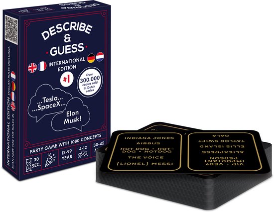Describe & Guess (Omschrijven & Raden) - International Edition - Kaartspel - Pocket size party game - 30 Seconds time limit per 5 concepts - 1080 concepts in total - English, Dutch, German & French / Engels, Nederlands, Duits & Frans