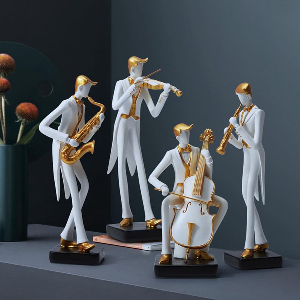 Moderne Muziek Sculptuur voor Thuisdecoratie - Figuur van Muzikant met Piano - Perfect Cadeau