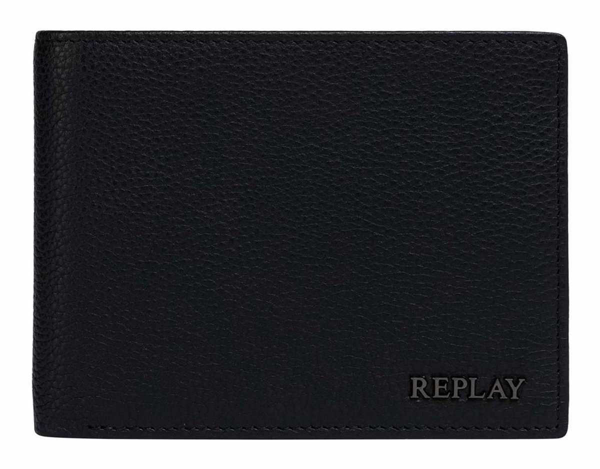 REPLAY Leren portemonnee Wallet Black zwart