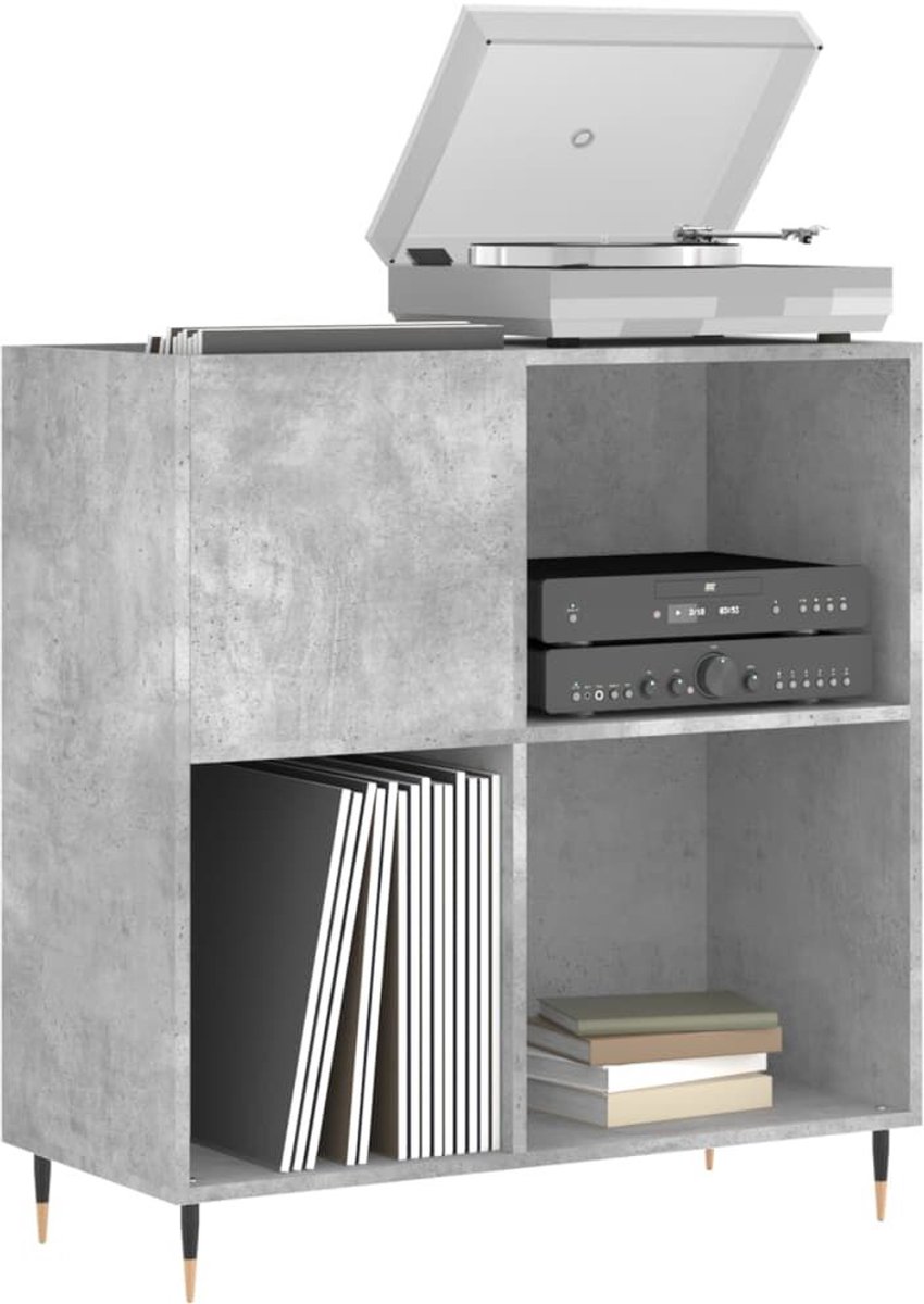 Platenspeler Meubel - LP-kast - Platenspelerkast - Draaitafelstandaard - Platenspelerstandaard - Vintage Displayplank - Betongrijs