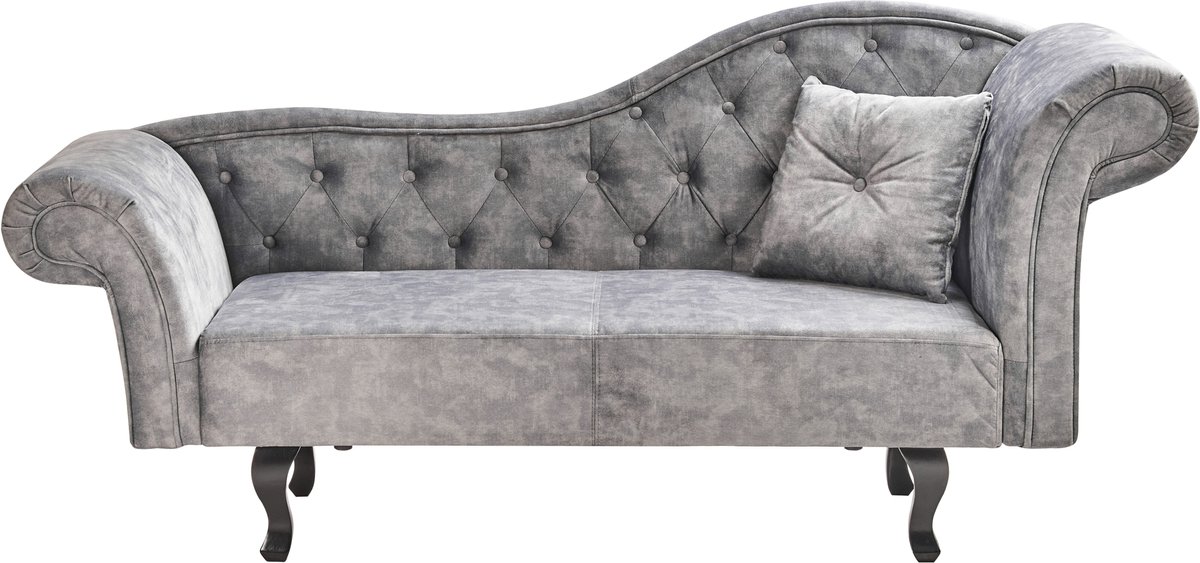 Beliani LATTES II - Chaise longue - Grijs - Rechterzijde - Fluweel