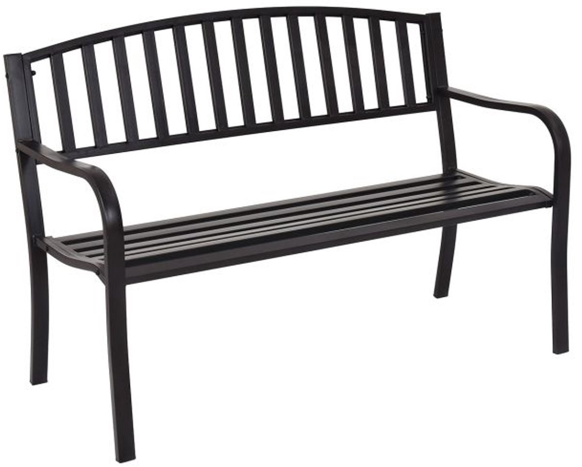 SureDeal® - Tuinbank 3-Zits Streepdesign - 127x60x87 cm - Staal - Zwart - Ergonomische Parkbank voor Buiten