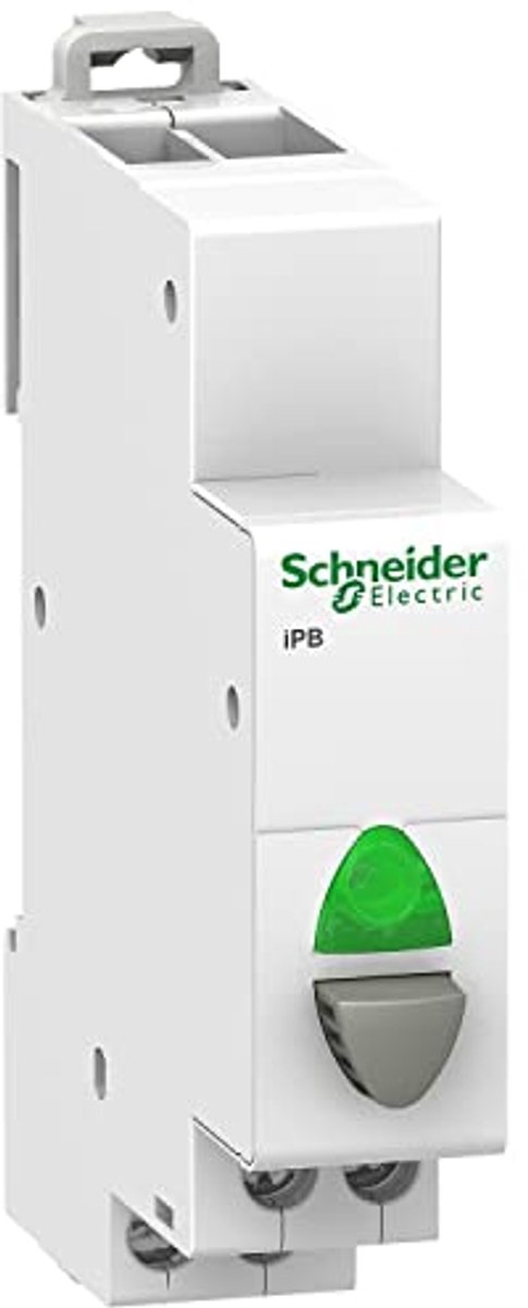 Drukknop met LED groen 110-230VAC, 1 sluiter, Grijs