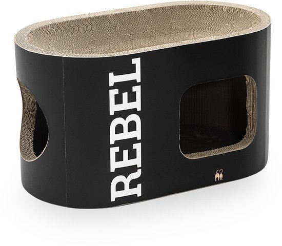 Petrebels Krabkarton voor Katten - Ruby 60 - Zwart - Stevig Karton - Design Krabhuis - 60 x 32 x 34 cm