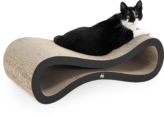 Griffoir Petrebels en carton pour Chats - Simba 75 - Zwart - Carton robuste - Griffoir Design - 75 x 32 x 23 cm
