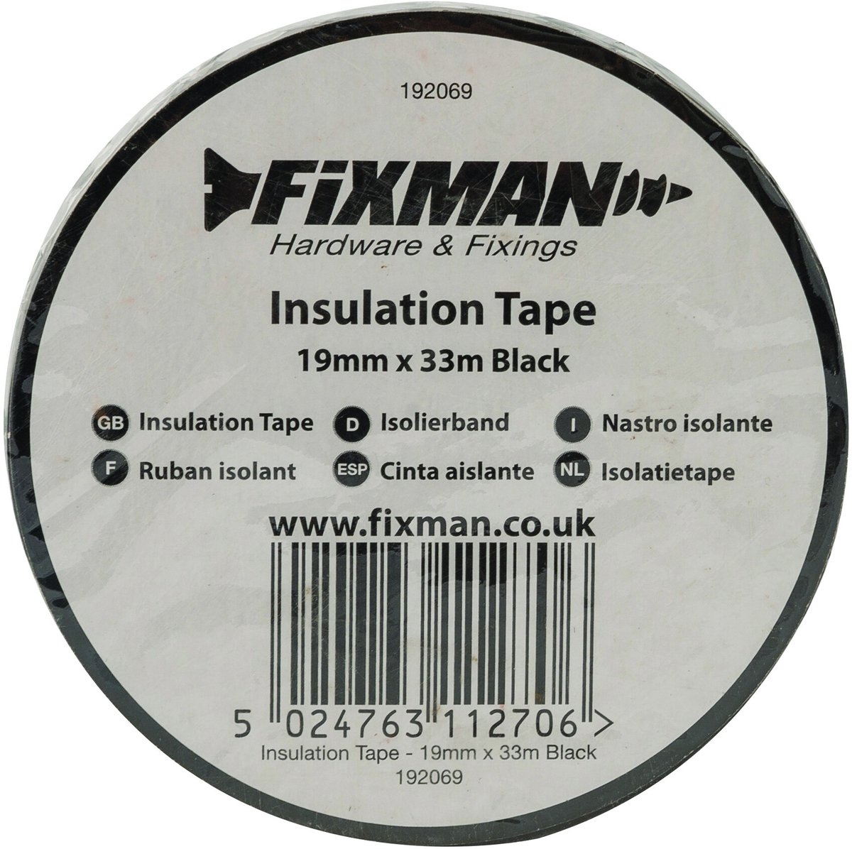Fixman 192069 Isolatietape - 19mm x 33m - zwart