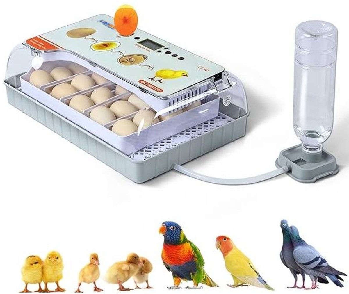 UniEgg® Slimme Broedmachine 20 tot 80 eieren - volledig geautomatiseerd broedproces - inclusief waterfles - automatisch keersysteem - met gedetailleerde Nederlandse handleiding - geschikt voor diverse soorten eieren