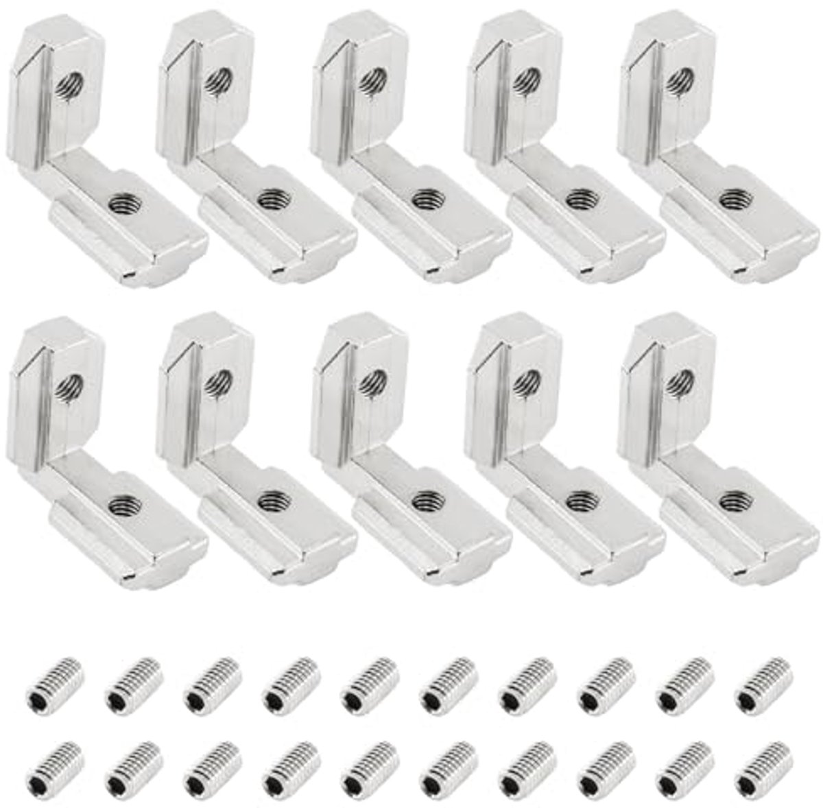 Hoekprofielen aluminium 4040 - 10 stuks 90° L-vorm sleuf 8 M6 T met binnenhoekconnector
