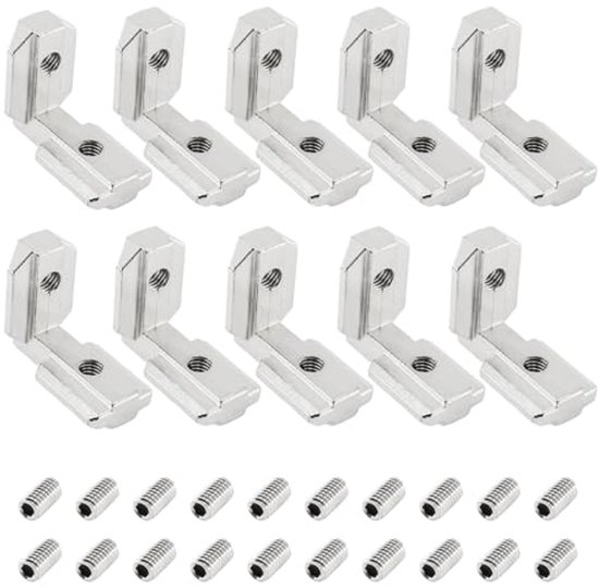 Yeepeo 10 stuks T-groef binnenhoek, 4040 groef 8 M6 aluminium
