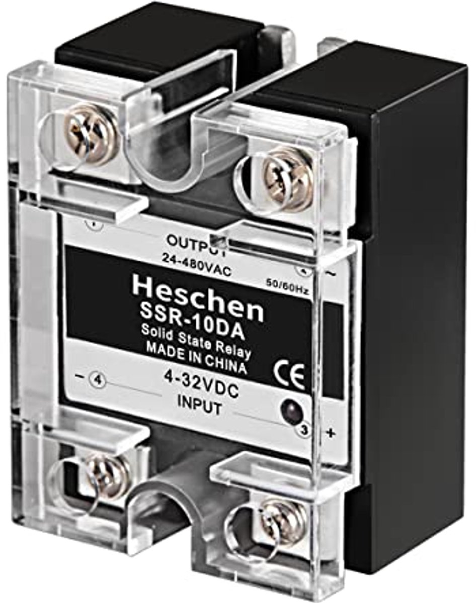 Eenfasig statisch relais DC/AC 10 A, ingang 4-32 VDC, uitgang 24-480 VAC