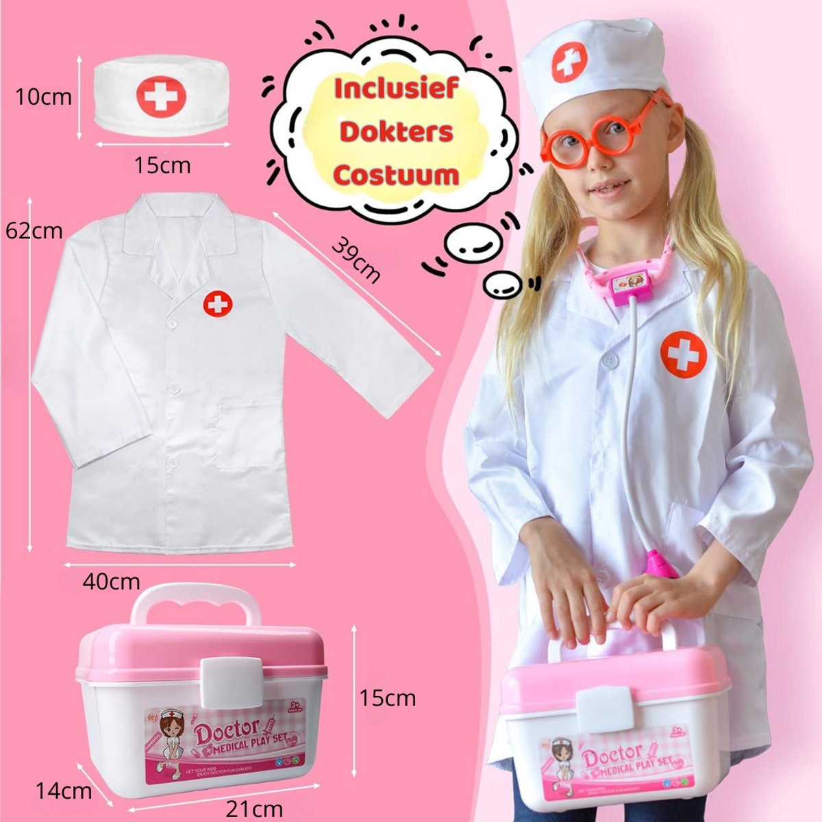 Luumuu® Dokterset Speelgoed Kind - Dierenarts Setje - Doktersset - Tandarts Speelset - Dokterskoffer - 35-delig - Vanaf 3 jaar - Incl. Doktersjas — afbeelding 3