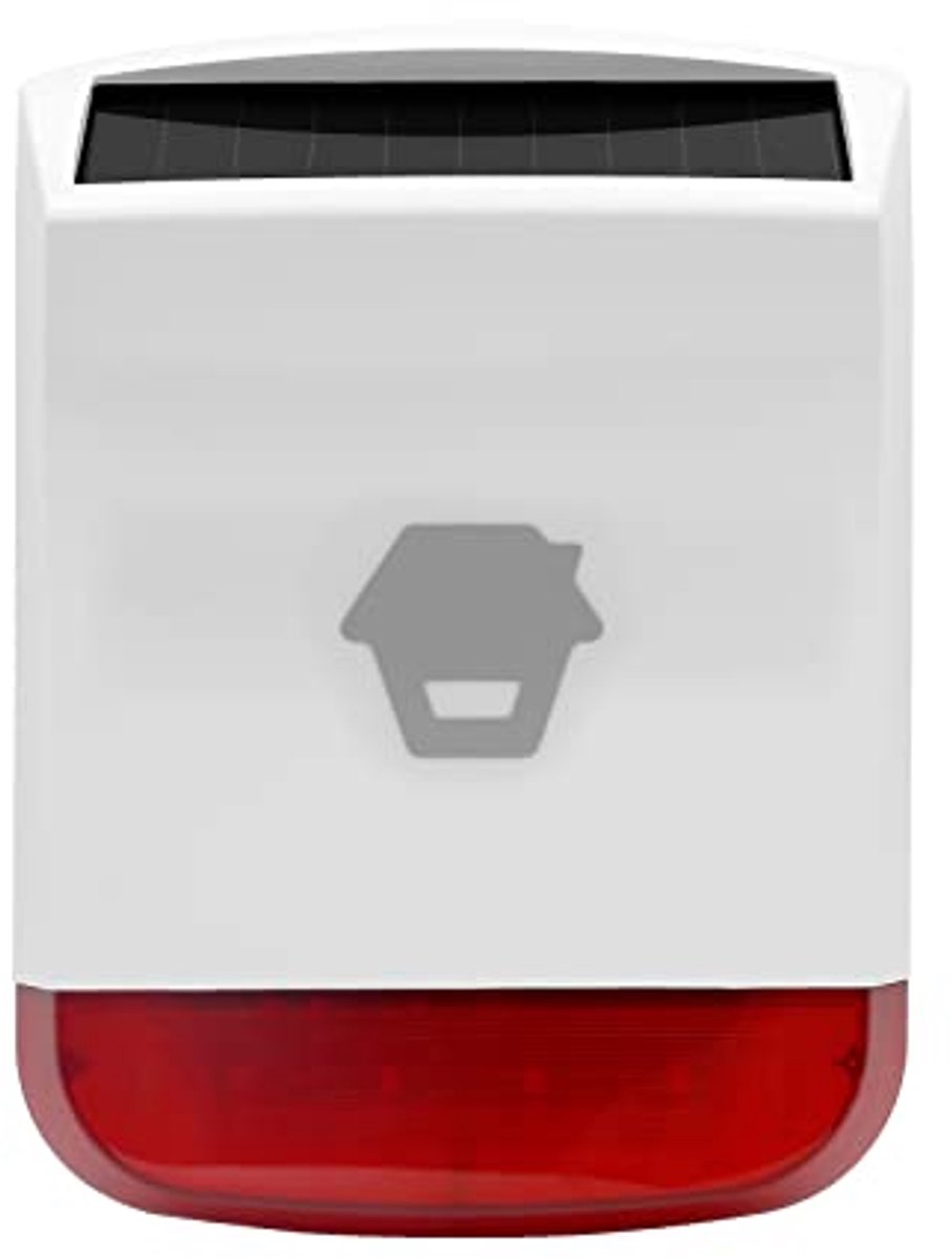 Draadloze Zonne-energie Sirene voor Diefstalbeveiliging met Rood Knipperlicht - Veiligheidssysteem voor Thuis, Volume 110 dB