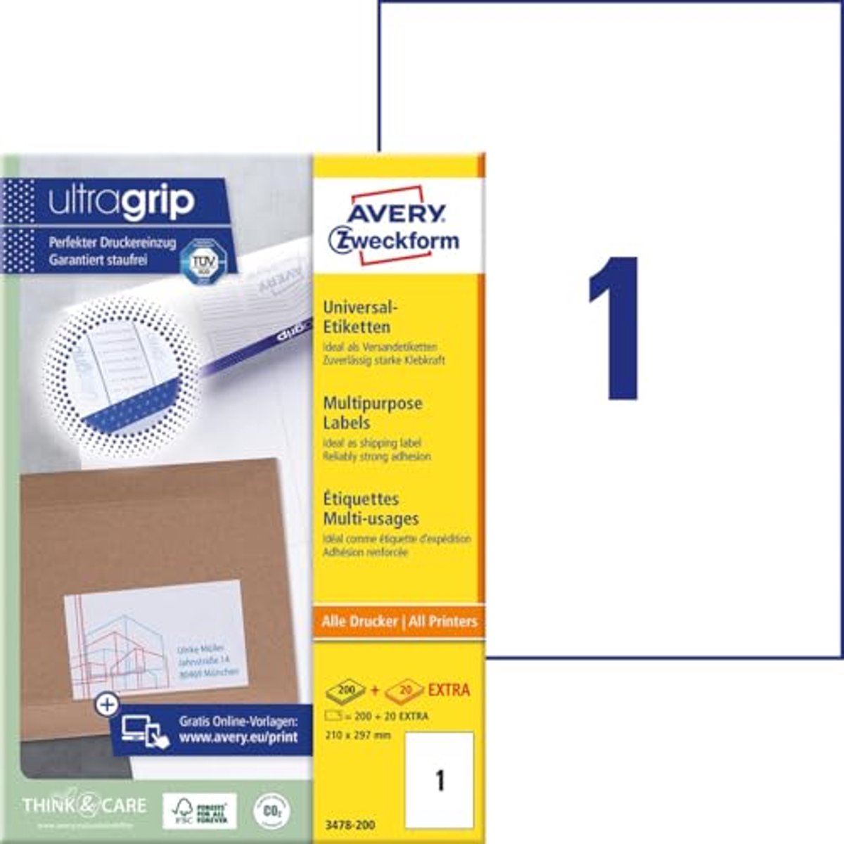 Universele Etiketten voor Verzendlabels - 210 x 297 mm - 220 Vellen - Zelfklevend en Bedrukbaar