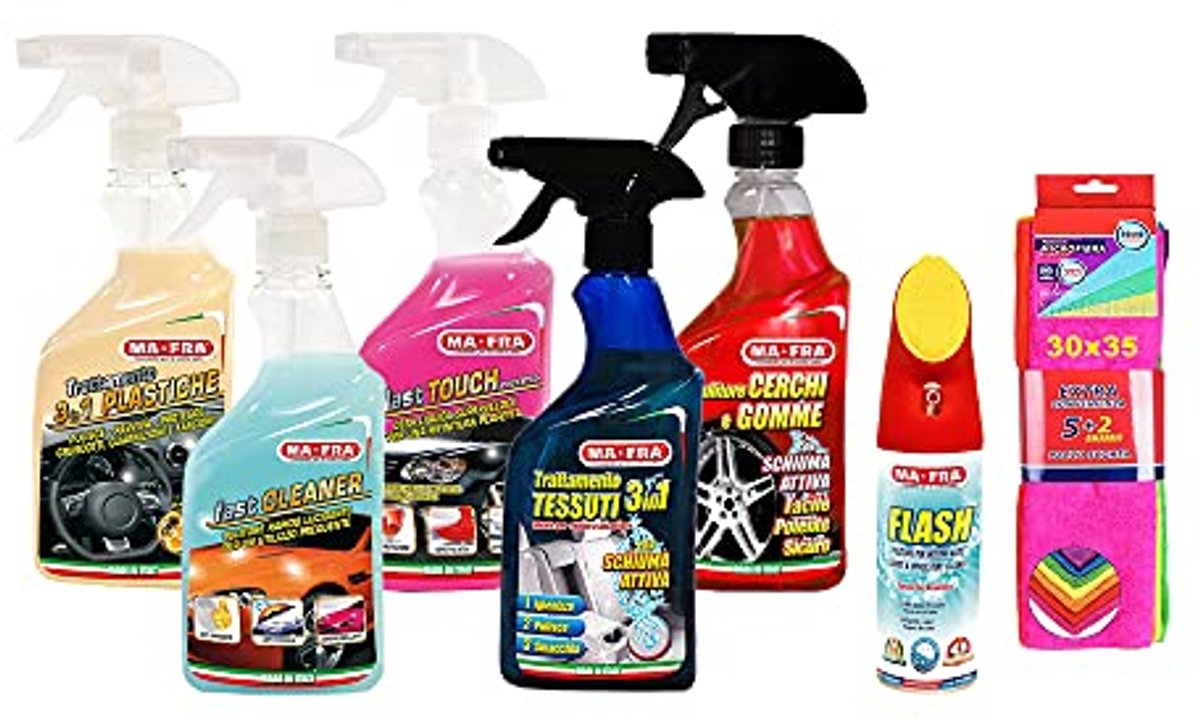 3-in-1 Auto Onderhoudsset voor Binnen en Buiten - Last Touch Fast Cleaner, Velgen en Textielbehandeling - Inclusief Microvezeldoeken