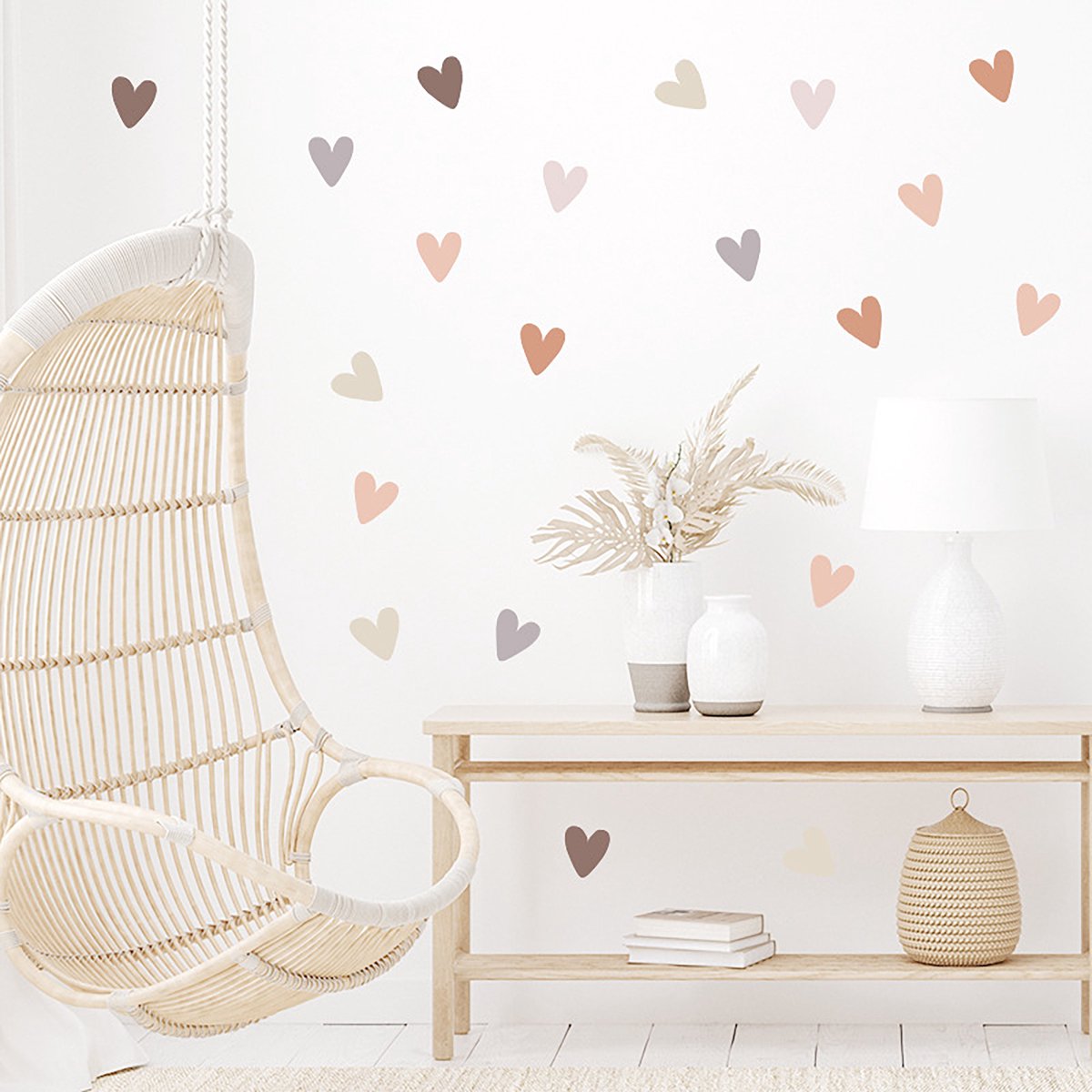 Sipo Harten Wandsticker Set - Zelfklevende Muurdecoratie - Verplaatsbare Harten voor Kinderkamer en Woonkamer - 6.5x5.7 cm per Hart - Muurstickers