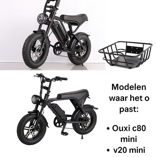 Fatbike Voordrager Mandje met Bekerhouder & Toebehoren - Zwart Aluminium - Geschikt voor Ouxi C80 Mini / V20 Mini van Ouxi — afbeelding 2