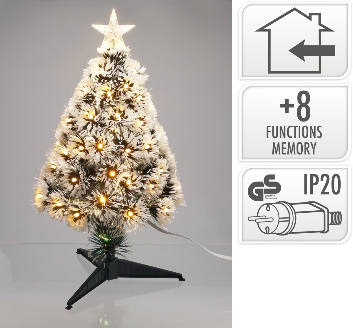 kerstboom - led lampjes en piek - 60 cm - 8 functies - kerstboom met verlichting – foto 2