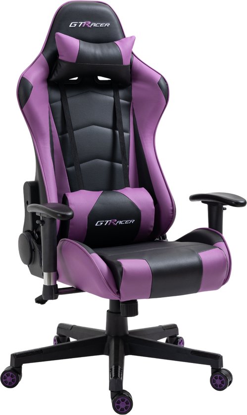 Afbeelding van GTRacer Pro Gaming Stoel Ergonomisch Zwart/Paarse Accenten - Eerlijke Review