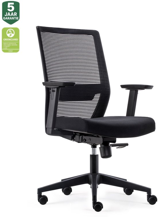 BENS 851-Eco-2 Zwart - Ergonomische Bureaustoel - Verstelbare lendensteun - GREENGUARD GOLD - Voldoet aan ARBO normen
