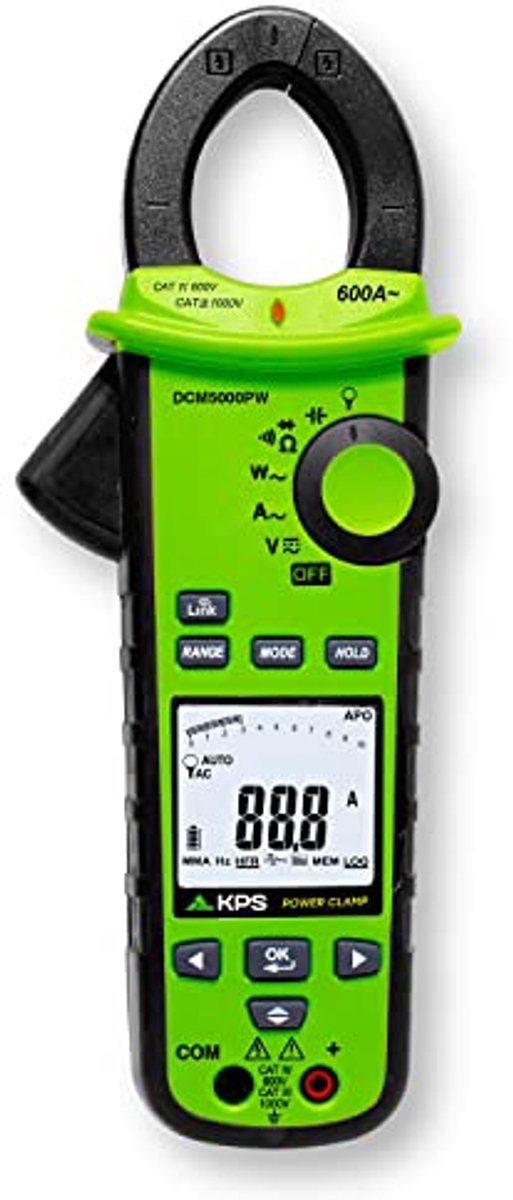 TRMS Wattmeter Tang voor Vermogen met Bluetooth - 600 kW, AC/DC