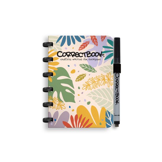 Correctbook A6 Uitwisbaar Notitieboek – Herbruikbaar schrift – Botanical Beauty – Gelinieerd – Inclusief pen & wisdoekje – Aanvulbaar met extra pagina’s