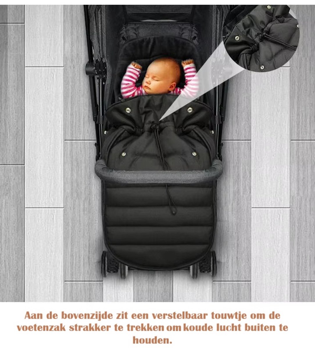 Universele Luxe Zwarte Voetenzak – Kinderwagen & Buggy, Gevoerd, Wind- en Waterafstotend – foto 4