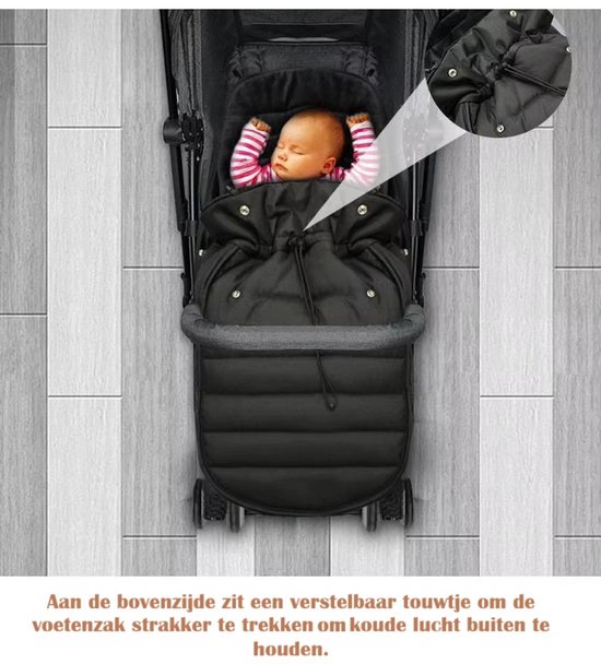 Universele Luxe Zwarte Voetenzak - Kinderwagen & Buggy, Gevoerd, Wind- en Waterafstotend van Universele — afbeelding 4