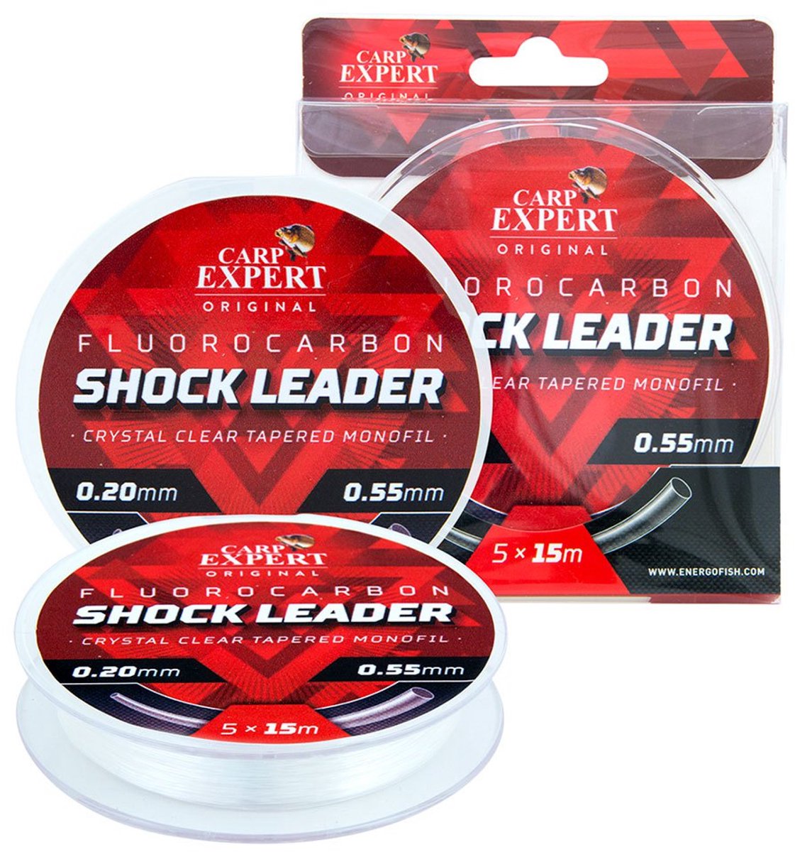 Carp Expert Shock Leader 15 M Taps Toelopende Onderlijn Rood 0.250-0.550 mm