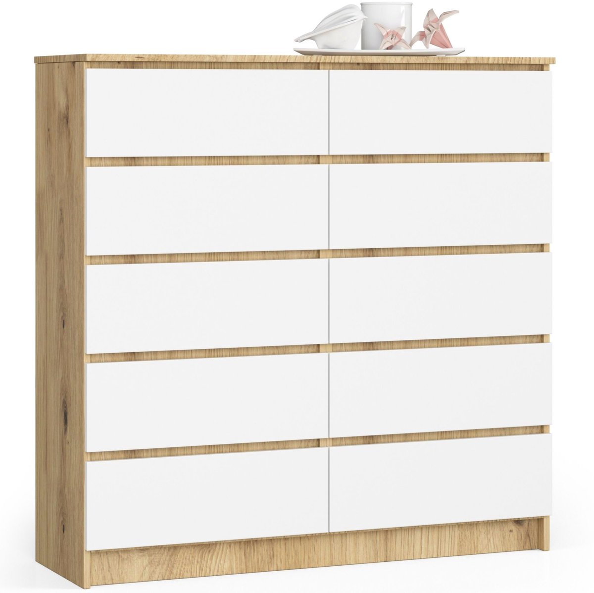 Ladekast K120 met 10 Lades / AKORD Furniture Factory / Artisan Eik - Wit / 120 x 121 x 40 cm