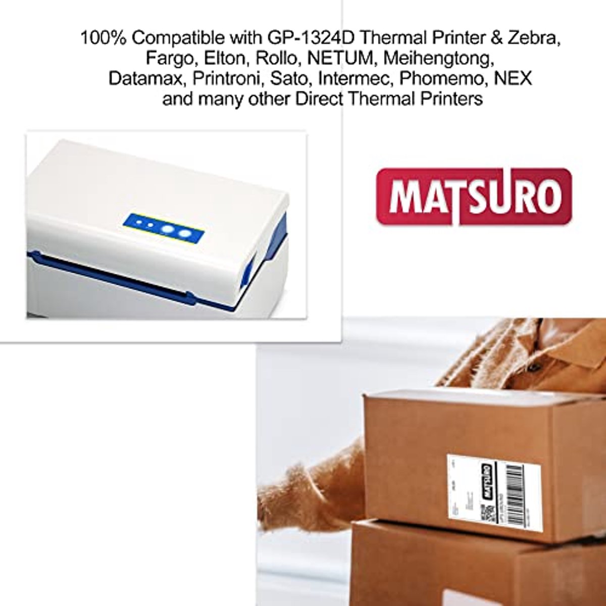 Thermisch Verzendlabel 4 x 6 Inch - Compatibel met Barcode-Labelprinter - Perfect voor Enveloppen en Postpakketten - 500 Labels per Verpakking