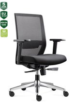 BENS 850-Ergo-3 Zwart - Ergonomische Bureaustoel - Gepolijst aluminium voetenkruis - GREENGUARD GOLD - Voldoet aan NEN-EN1335 & ARBO normen