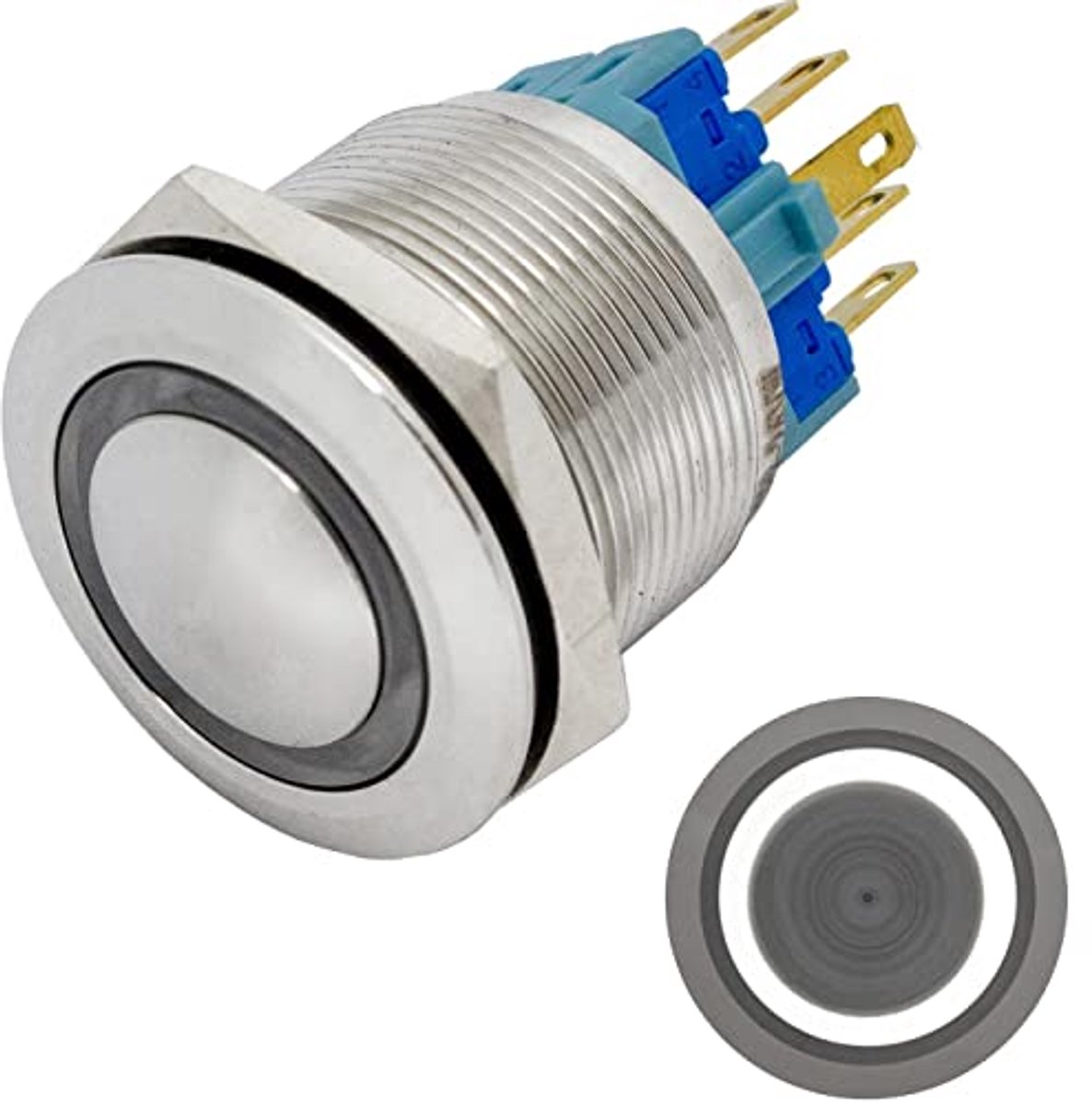 Drukknop van roestvrij staal met LED-ring - 25mm diameter, vandalismebestendig