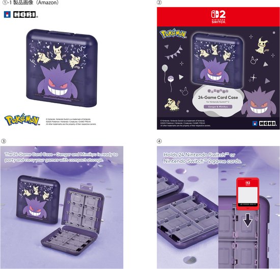 HORI 24 Game Case voor Nintendo Switch 2 – Gengar en Mimikyu - Officieel gelicentieerd door Nintendo en The Pokémon Company International