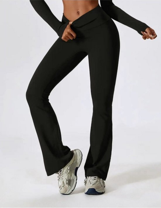 Flare Leggings Vrouwen Maat S - Hoge Taille Yoga en Fitness Broek, Bell-Bottoms Stretch Gym Broek voor Sport, Casual Wear, Wandelen en Hardlopen van Merkloos — afbeelding 4