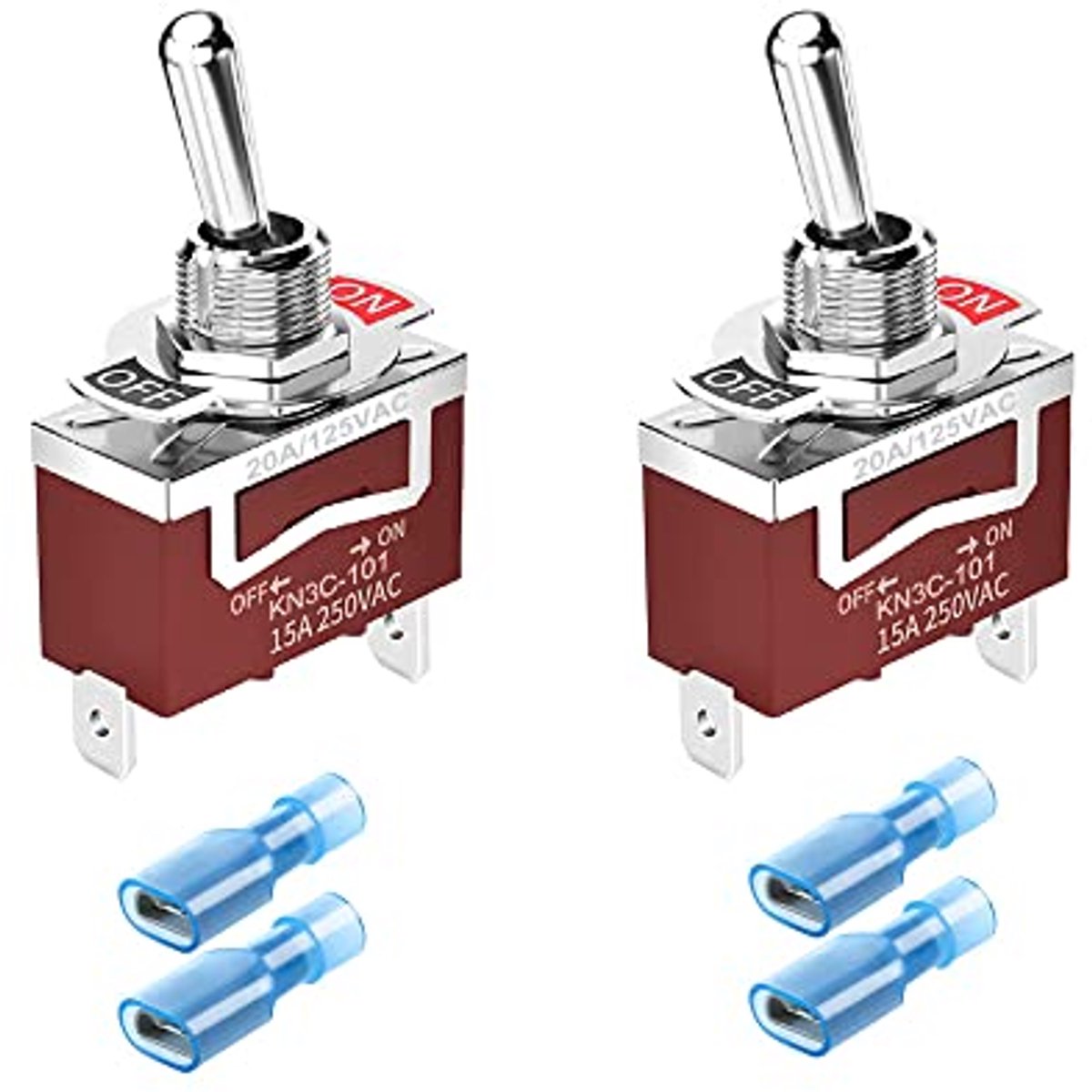 Tuimelschakelaars 2 Stuks met Draadconnectoren 12VDC 15A / 24VDC 10A AAN/UIT SPST