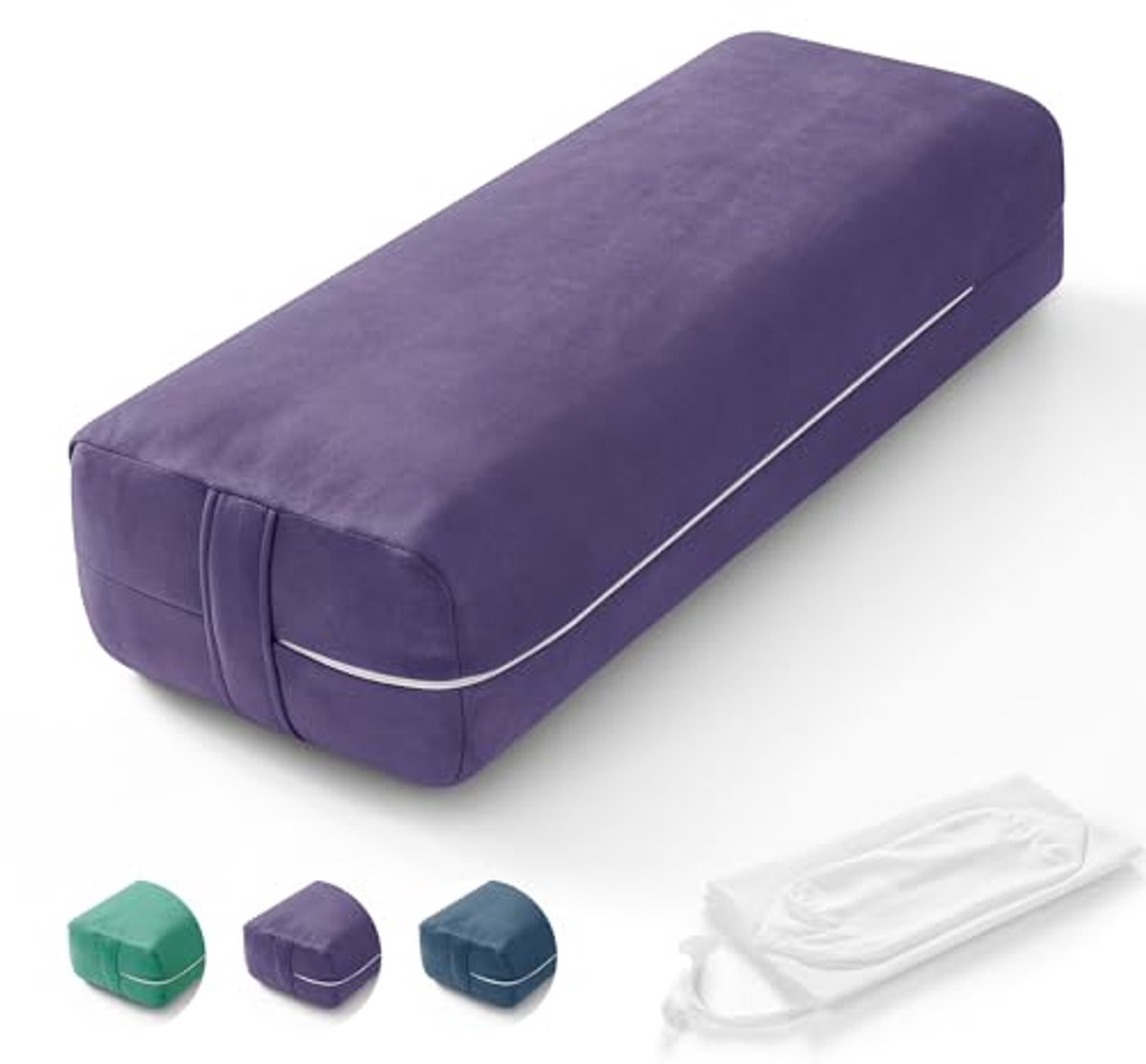 Ergonomisch Yoga Bolster Kussen voor Restoratieve Yoga - Rechthoekig Meditatiekussen met Wasbare Suède Cover - 68,5 cm x 25,5 cm x 14 cm