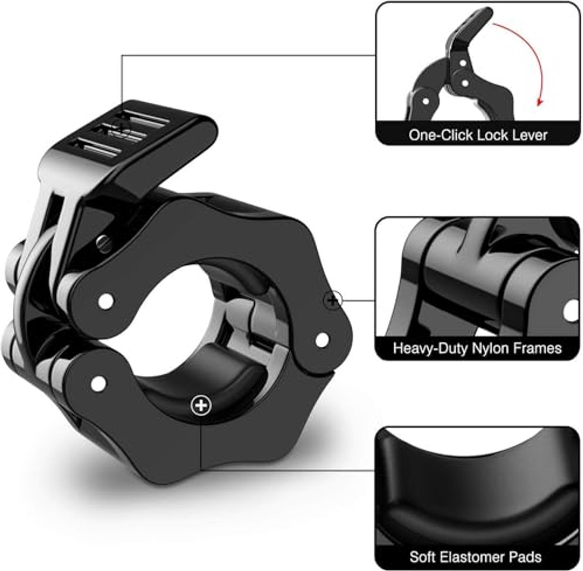 4 Stuks Antislip Gewichtsklemmen voor Halters - Snelsluiting Klem Clips voor Krachttraining en Bodybuilding