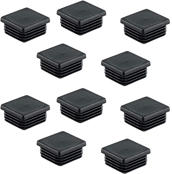 Lamellenpluggen - 40x40 mm - 10 stuks - Voor Vierkante Buis - Vierkante eindkappen van PP-kunststof - Buispluggen - Voor Stalen Buis, Roestvaststalen Buis, Aluminium Buis & Profiel - Vierkant Zwart