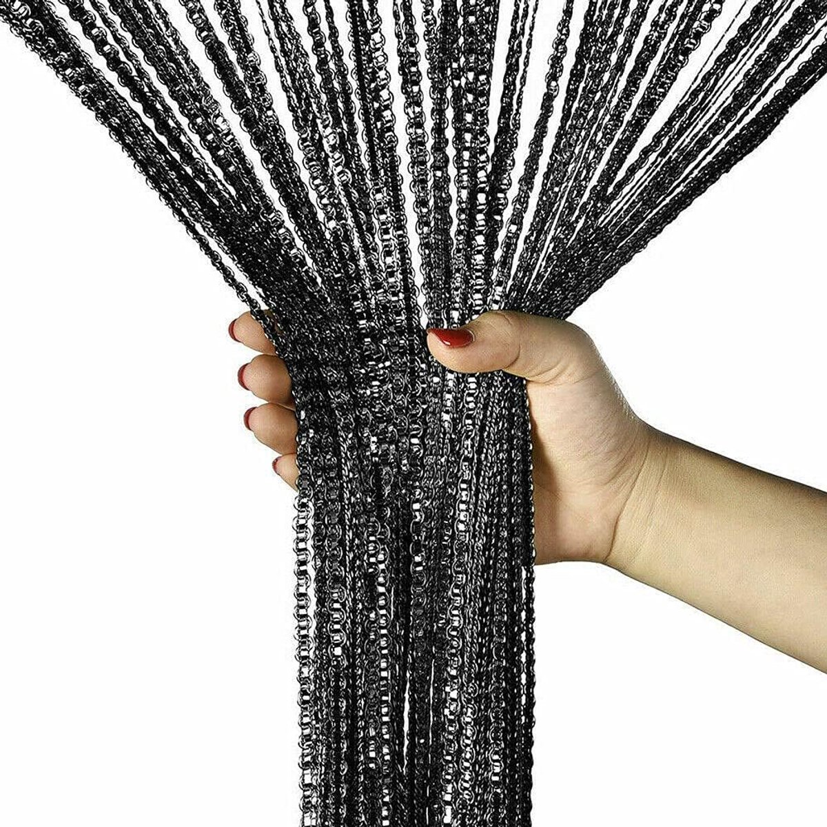 OIMG Vliegengordijn - 91 x 200 cm - Anti muggen - met kwastjes - Hordeur - Deurgordijn - Raamdecoratie - Kunststof - Luxe Deurhor - Horgordijn Deur - voor deuropening, binnen decoratie - zwart
