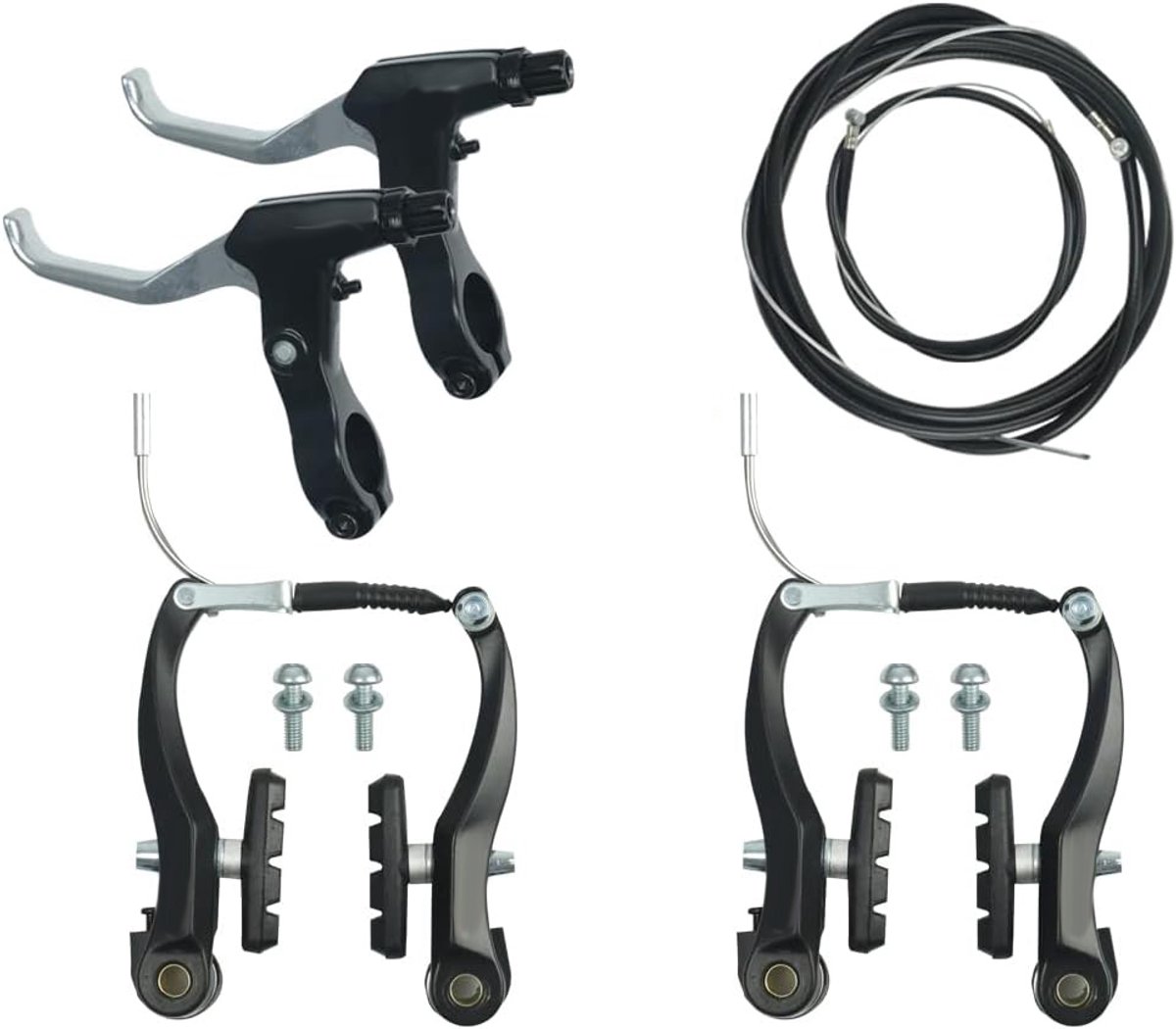 OIMG V-brake - Professioneel V-brake set - Remkabelset - fietsremmenset - Fietsrem V-remmenset - eenvoudig te installeren - Universeel - Voor en achter - voor Mountainbike, Racefiets, Vouwfiets - Zwart