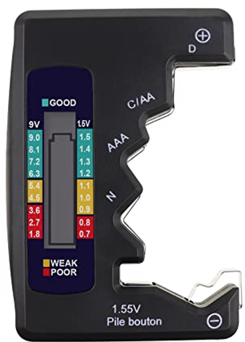 Batterij Tester voor C AA AAA D N 9V 1.5V Knoopcelbatterijen met LCD Weergave