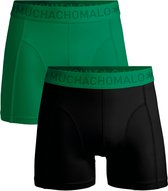 Groene en zwarte Muchachomalo boxershorts met logo band, op witte achtergrond.