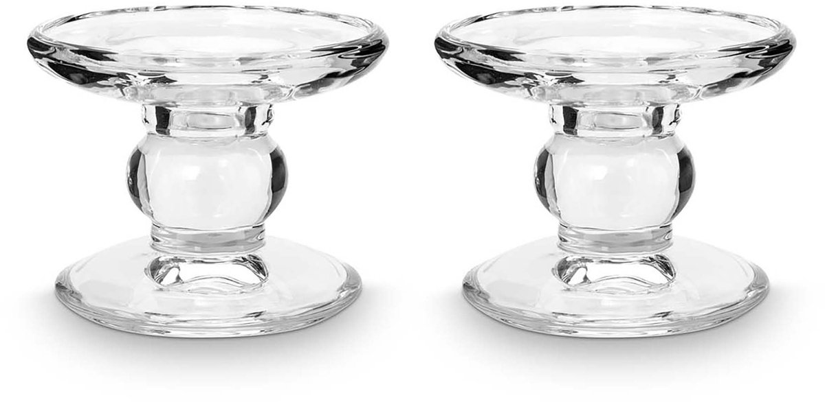 Set van 2 - Kandelaren - Glas - 9.2x7.3cm