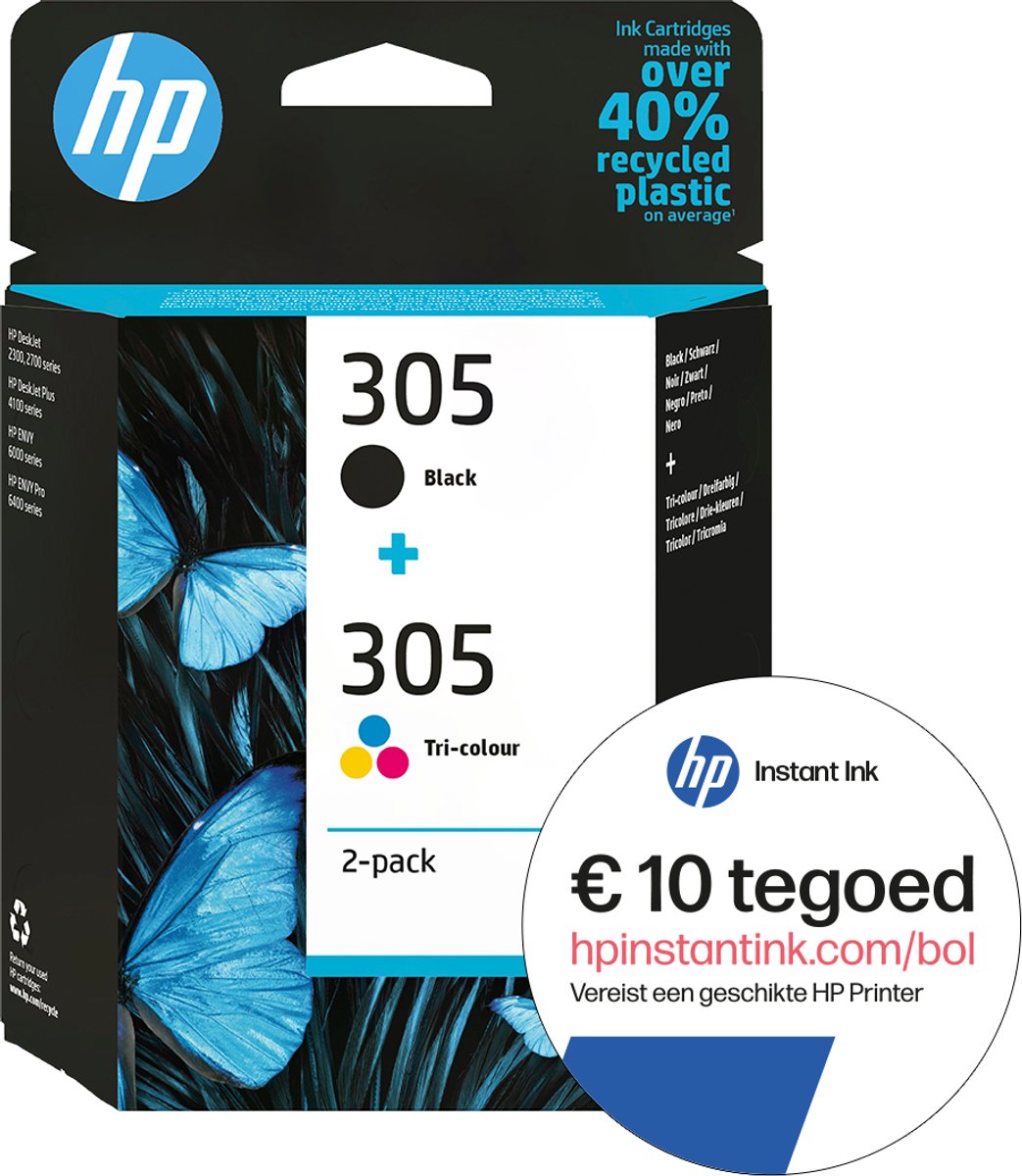 HP 305 - Inktcartridge - kleur & zwart + Instant Ink tegoed