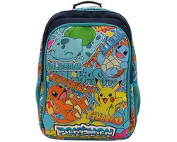 Pokémon - Rugzak - 3 vakken - Premium Quality - 43cm - Pikachu - Squirtle - Charmander - Bulbasaur
