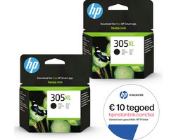 HP 305XL - Inktcartridge - Origineel - 2x 305XL Zwart + Instant Ink tegoed
